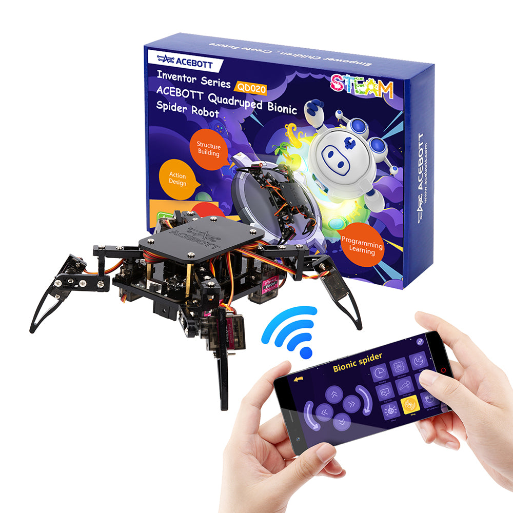 ACEBOTT QD020 ESP8266 Quadruped Bionic Spider Robot kit with Arduino/ACECode(Scratch)