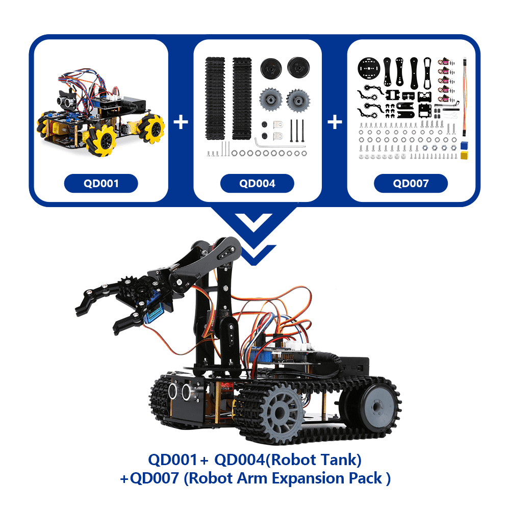 Qd001+ qd004(robot tank)+qd007 (robot arm expansion pack )
