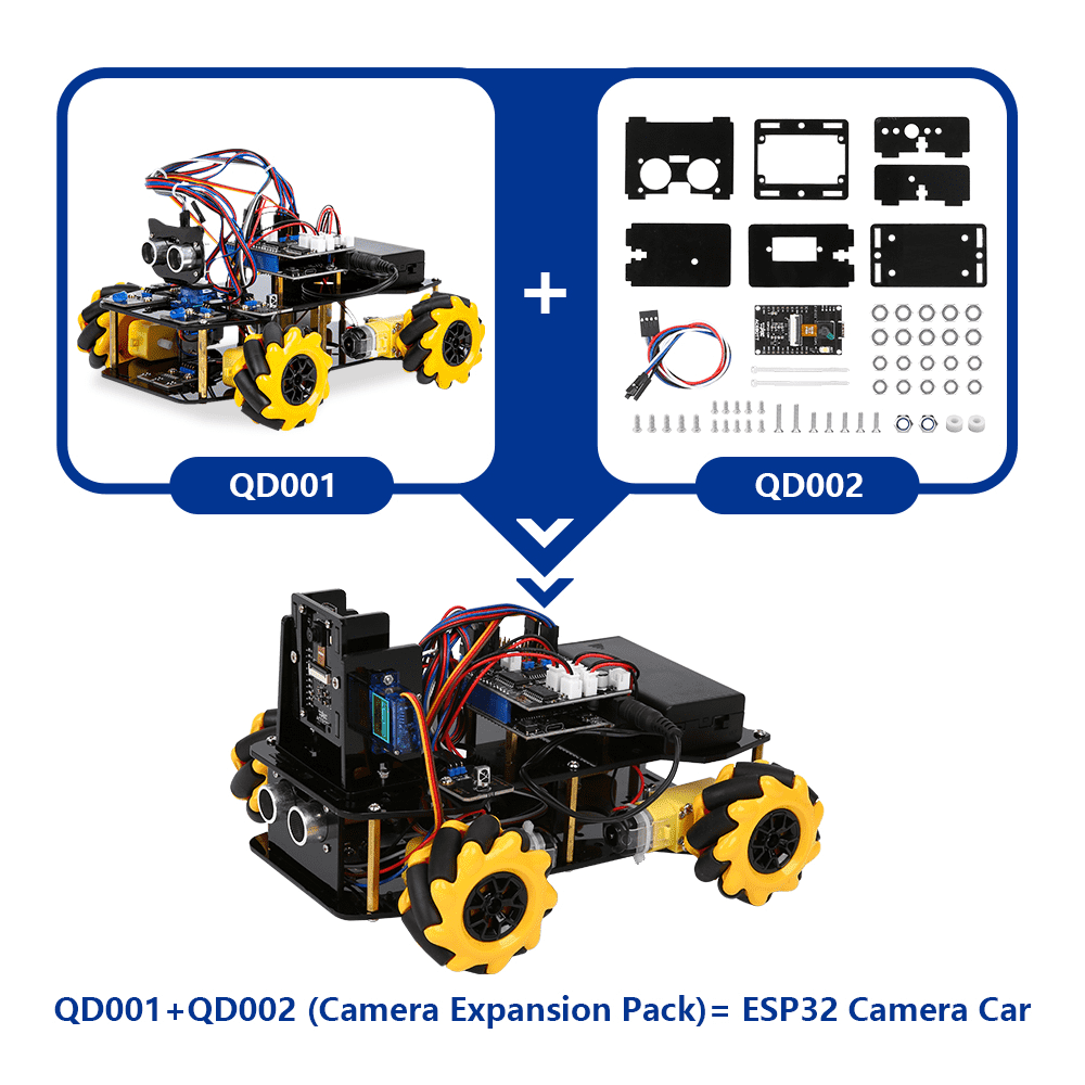 Qd001+0d002 (camera expansion pack)= esp32 camera car
