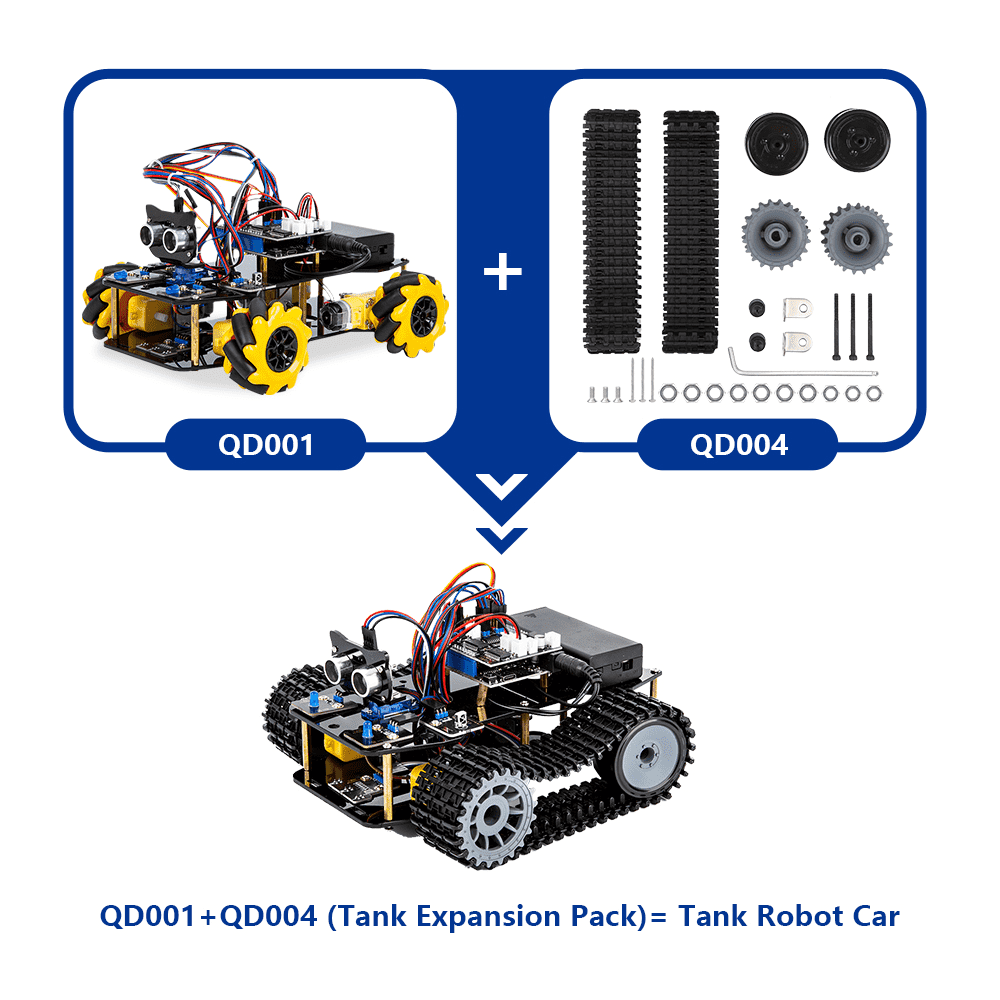 Qd001+qd004 (tank expansion pack)= tank robot car