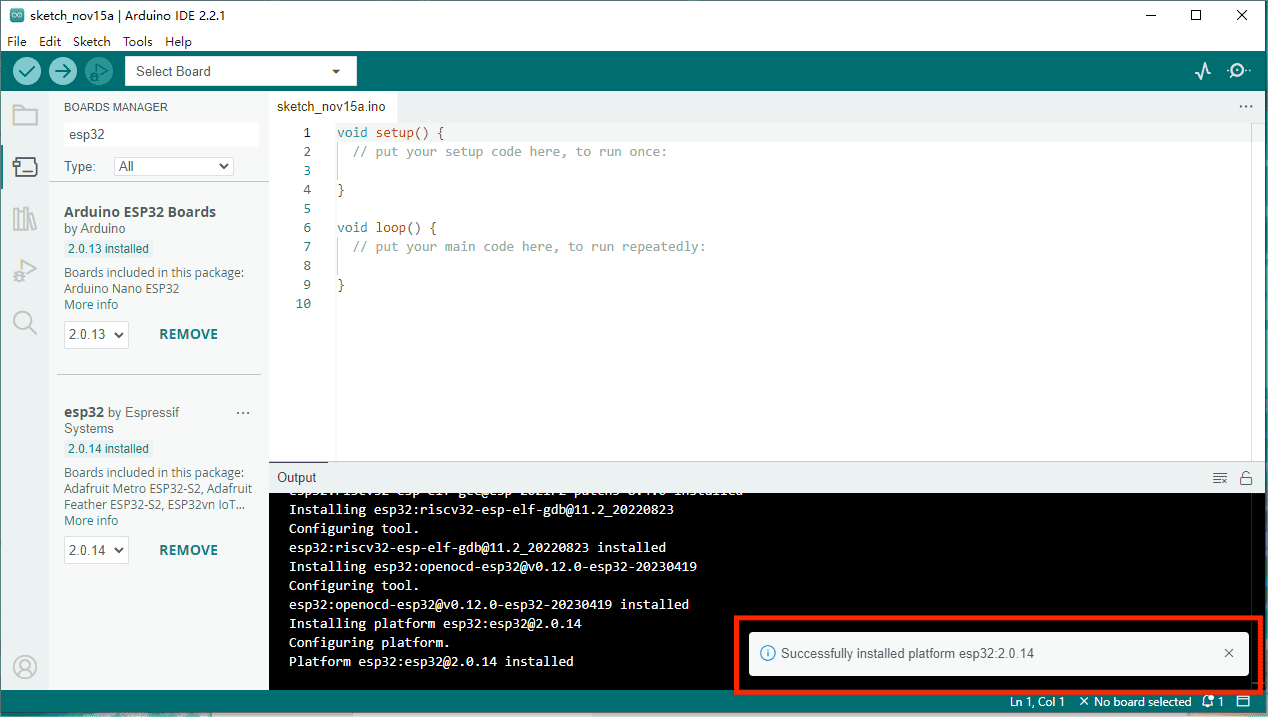 Install the esp32 plugin 9