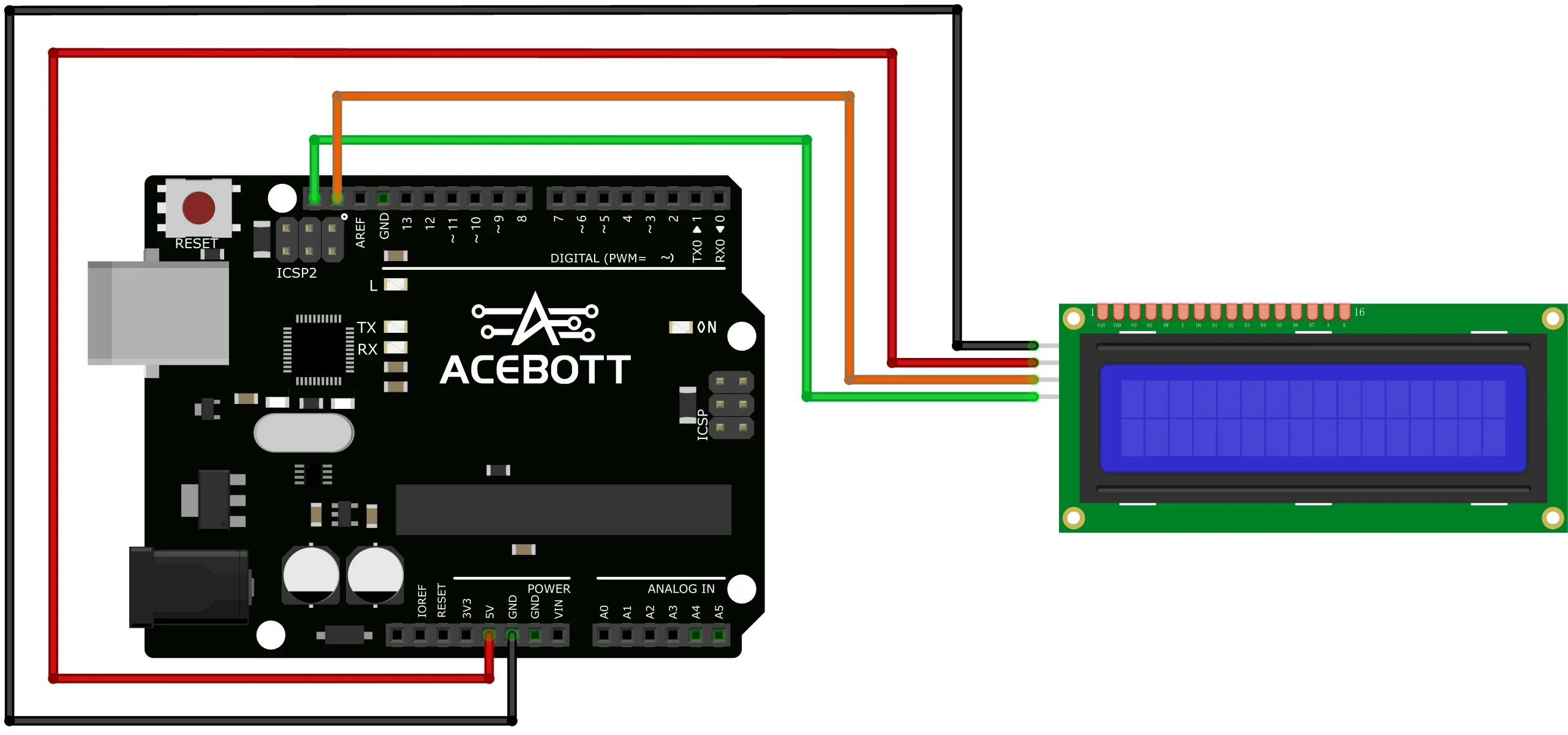 QB059 LCD 1602 I2C モジュール – ACEBOTT