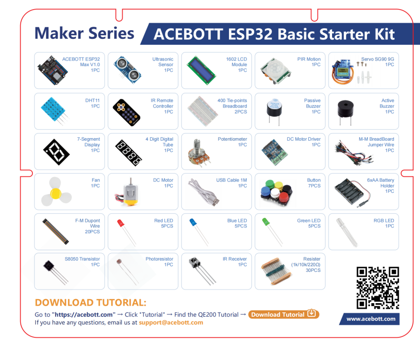 Qe200 esp32 basic start kit parts list