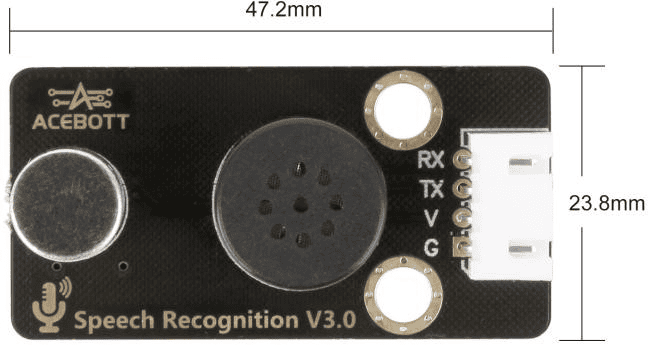 Speech recognition module product dimensions display