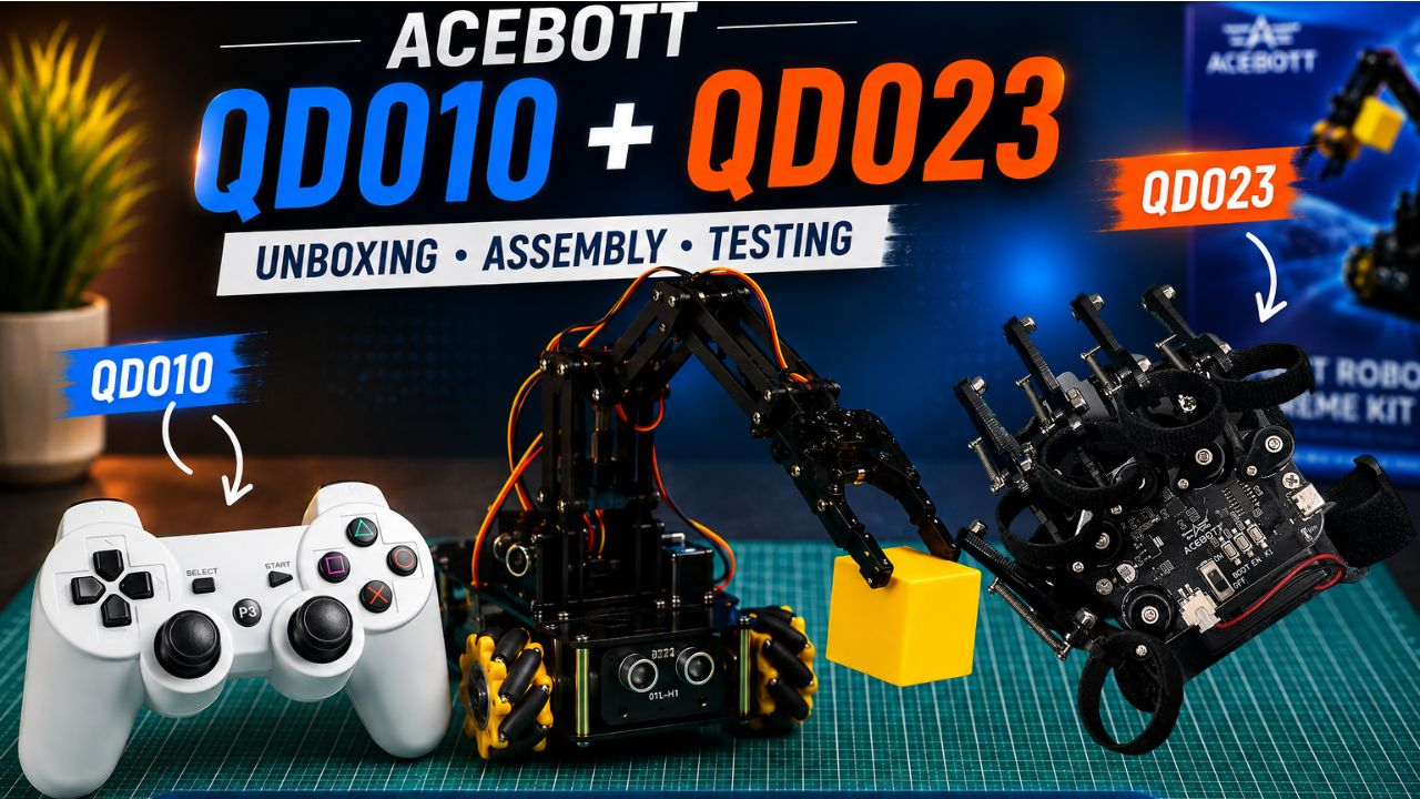 ACEBOTT QD010 Bluetooth Controller and QD023 Motion Sensing Glove project setup
